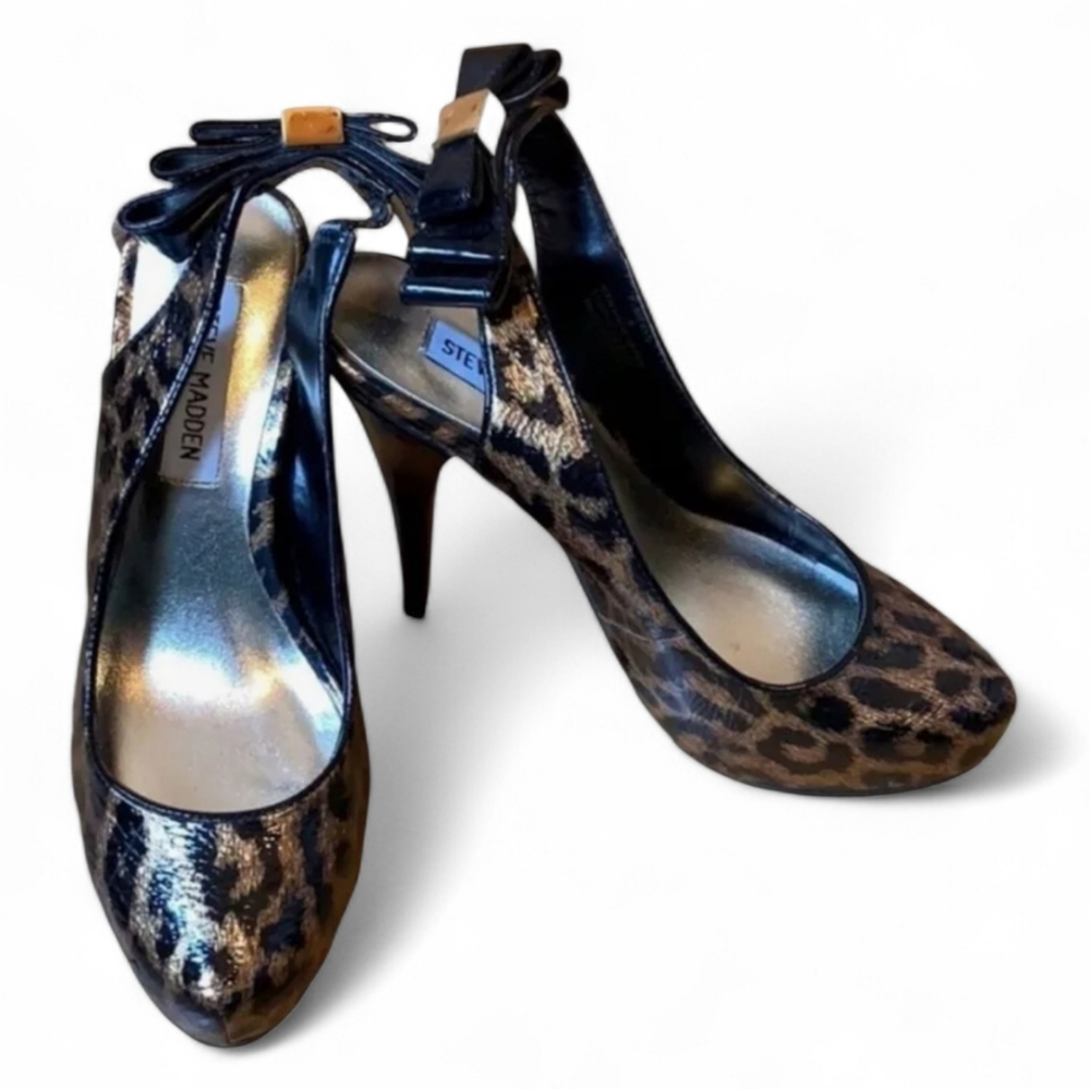 Steve Madden Mevas Leopard Print Sling Back Heels Size 9
